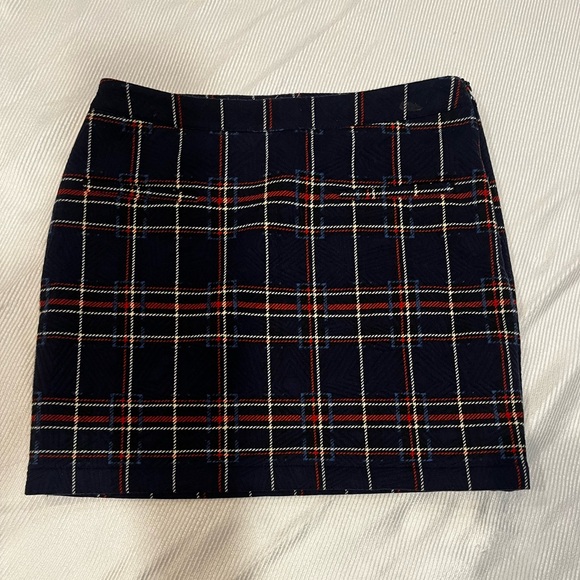Tulle- Navy Blue Mini Skirt with Red & White Checkered pinstripes - Picture 1 of 4